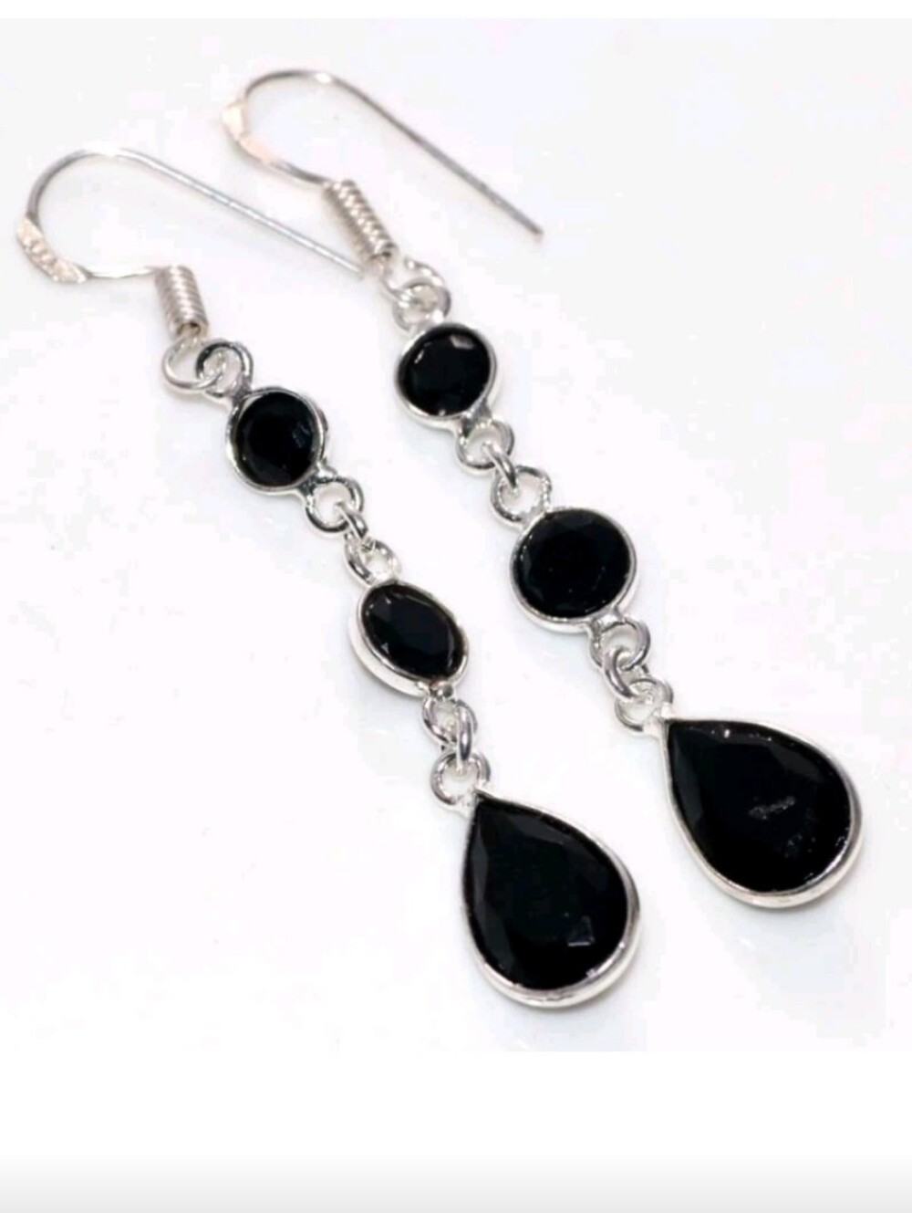 Black Onyx Gemstone Jewelry 925 Sterling Silver Handmade Earrings